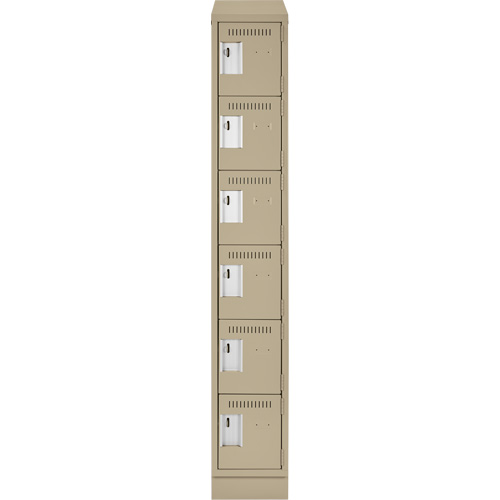 Clean Line Lockerette , 6 -tier, 12" x 18" x 82", Steel, Beige, Rivet (Assembled) Cintas