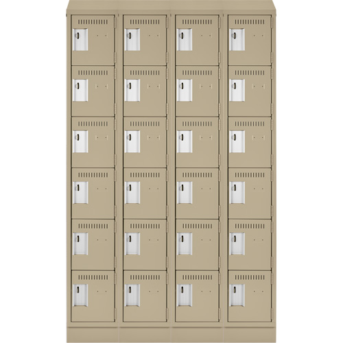 Clean Line Lockerette , 6 -tier, Bank of 4, 48" x 18" x 82", Steel, Beige, Rivet (Assembled) Cintas