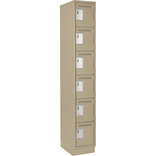 Clean Line Lockerette, 6 -tier, 12" x 18" x 76", Steel, Beige, Rivet (Assembled) Cintas