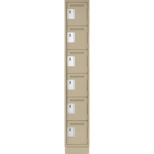 Clean Line Lockerette, 6 -tier, 12" x 18" x 76", Steel, Beige, Rivet (Assembled) Cintas