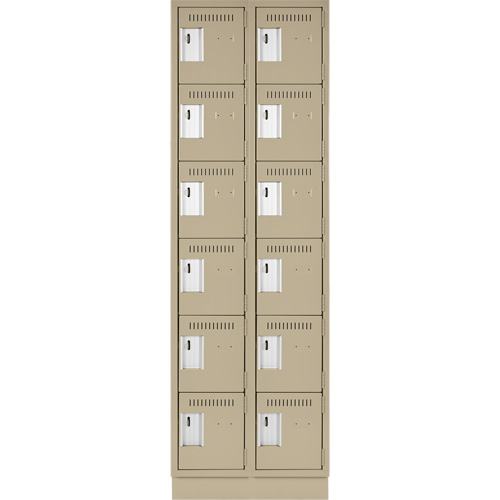 Clean Line Lockerette, 6 -tier, Bank of 2, 24" x 18" x 76", Steel, Beige, Rivet (Assembled) Cintas