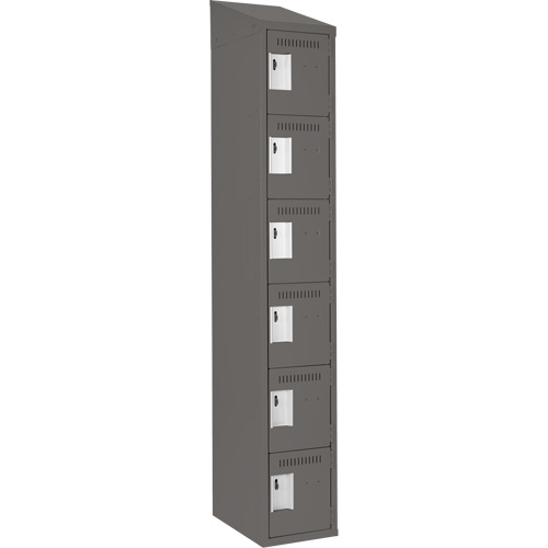 Petits casiers Clean Line, 6 niveaux, 12" x 18" x 78", Acier, Charbon, Rivet (assembl&eacute;) Cintas
