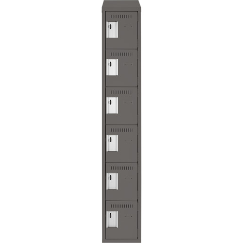 Petits casiers Clean Line, 6 niveaux, 12" x 18" x 78", Acier, Charbon, Rivet (assembl&eacute;) Cintas