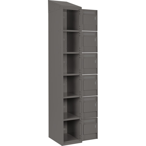 Clean Line Lockerette, 6 -tier, Bank of 4, 48" x 18" x 78", Steel, Charcoal, Rivet (Assembled) Cintas
