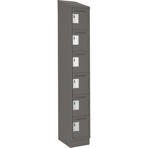 Clean Line Lockerette, 6 -tier, 12" x 18" x 82", Steel, Charcoal, Rivet (Assembled) Cintas