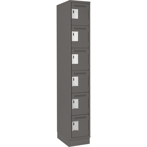 Petits casiers Clean Line, 6 niveaux, 12" x 18" x 76", Acier, Charbon, Rivet (assembl&eacute;) Cintas