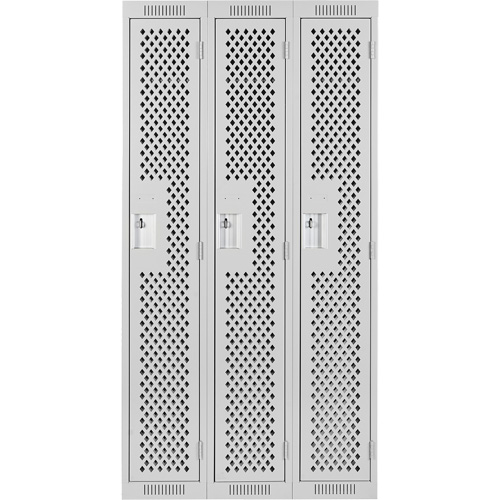 Casiers Clean Line, Bloc de 3, 36" x 12" x 72", Acier, Gris, Rivet (assembl&eacute;), Perfor&eacute; Cintas