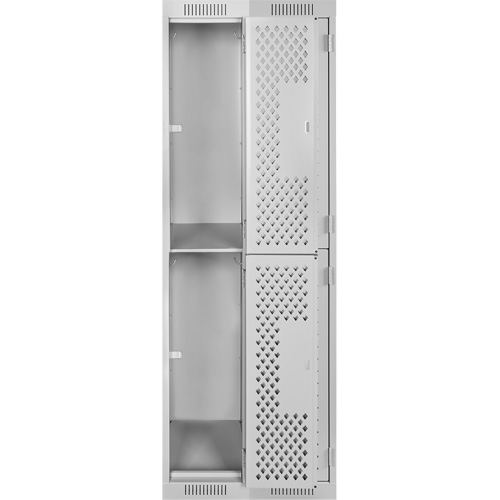 Casiers Clean Line, 2 niveaux, Bloc de 2, 24" x 15" x 72", Acier, Gris, Rivet (assembl&eacute;), Perfor&eacute; Cintas