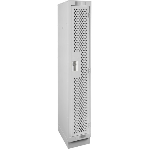 Clean Line Lockers, 12" x 12" x 76", Steel, Grey, Rivet (Assembled), Perforated Cintas