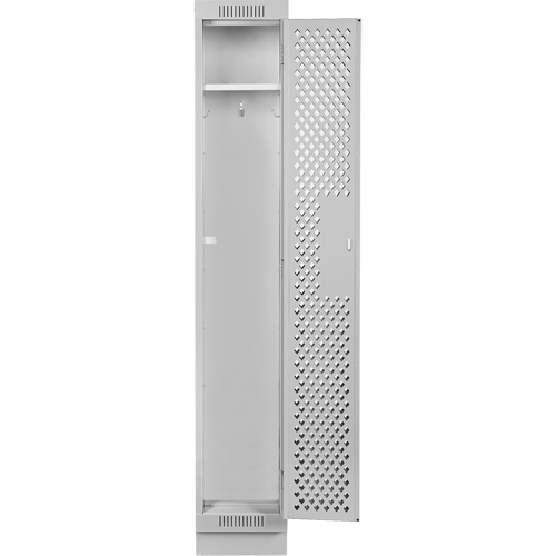 Clean Line Lockers, 12" x 12" x 76", Steel, Grey, Rivet (Assembled), Perforated Cintas