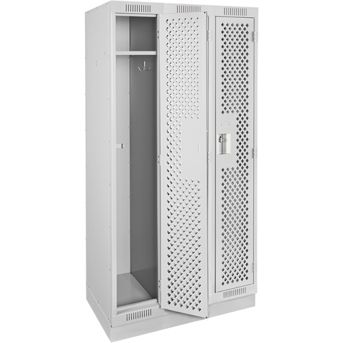 Clean Line Lockers, Bank of 3, 36" x 12" x 76", Steel, Grey, Rivet (Assembled), Perforated Cintas