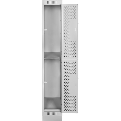 Clean Line Lockers, 2 -tier, 12" x 12" x 76", Steel, Grey, Rivet (Assembled), Perforated Cintas