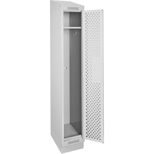 Clean Line Lockers, 12" x 18" x 82", Steel, Grey, Rivet (Assembled), Perforated Cintas