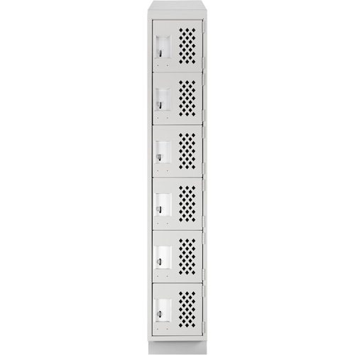Assembled Lockerettes Clean Line Perforated Economy Lockers, 6 -tier, 18" x 72" x 12", Steel Cintas