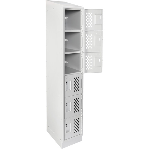 Assembled Lockerettes Clean Line Perforated Economy Lockers, 6 -tier, 18" x 72" x 12", Steel Cintas
