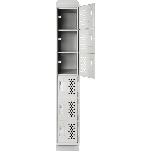 Assembled Lockerettes Clean Line Perforated Economy Lockers, 6 -tier, 18" x 72" x 12", Steel Cintas