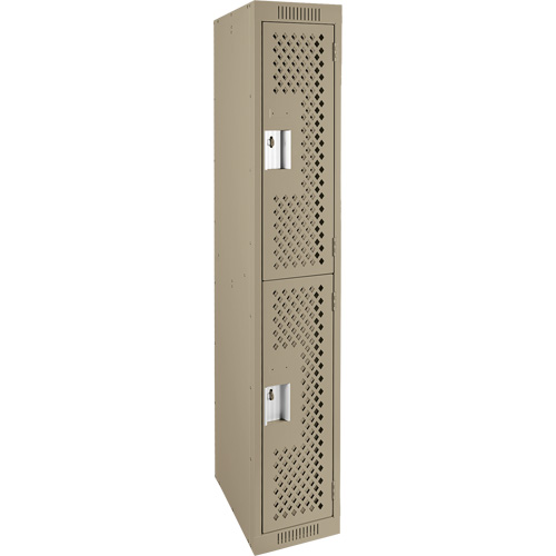 Casiers Clean Line, 2 niveaux, 12" x 12" x 72", Acier, Beige, Rivet (assembl&eacute;), Perfor&eacute; Cintas