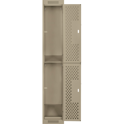 Casiers Clean Line, 2 niveaux, 12" x 12" x 72", Acier, Beige, Rivet (assembl&eacute;), Perfor&eacute; Cintas