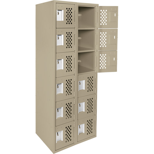 Petits casiers &eacute;conomiques assembl&eacute;s et perfor&eacute;s Clean Line, 6 niveaux, Bloc de 2, 18" x 72" x 12", Acier Cintas