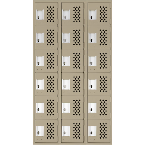 Petit casier perfor&eacute; Clean-Line, 6 niveaux, Bloc de 3, 15" x 72" x 12", Acier Cintas
