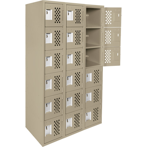 Petit casier perfor&eacute; Clean-Line, 6 niveaux, Bloc de 3, 15" x 72" x 12", Acier Cintas