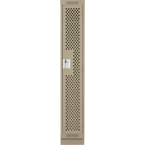 Clean Line Lockers, 12" x 15" x 76", Steel, Beige, Rivet (Assembled), Perforated Cintas