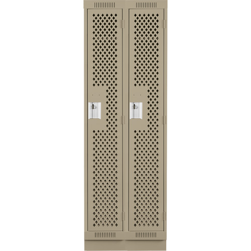 Clean Line Lockers, Bank of 2, 24" x 12" x 76", Steel, Beige, Rivet (Assembled), Perforated Cintas
