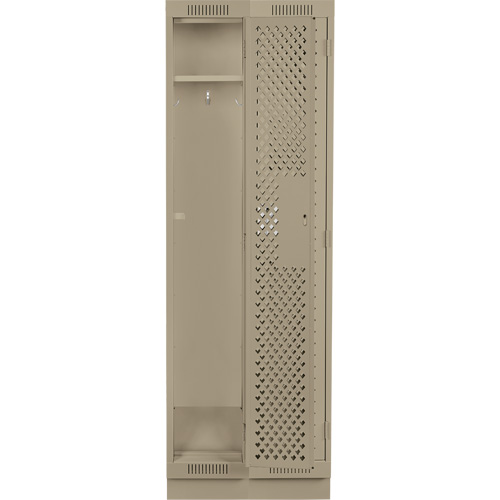 Clean Line Lockers, Bank of 2, 24" x 12" x 76", Steel, Beige, Rivet (Assembled), Perforated Cintas