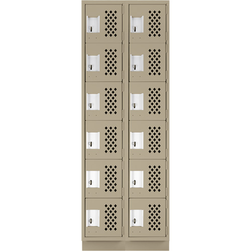 Petits casiers &eacute;conomiques assembl&eacute;s et perfor&eacute;s Clean Line, 6 niveaux, Bloc de 2, 18" x 72" x 12", Acier Cintas