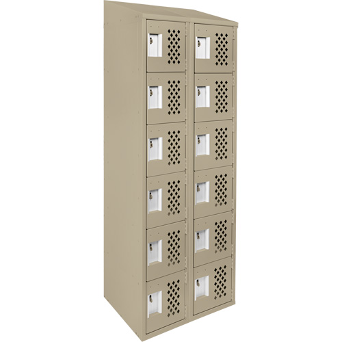 Petit casier perfor&eacute; Clean-Line, 6 niveaux, Bloc de 2, 12" x 72" x 12", Acier Cintas