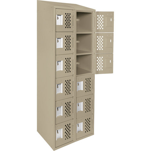 Petit casier perfor&eacute; Clean-Line, 6 niveaux, Bloc de 2, 12" x 72" x 12", Acier Cintas