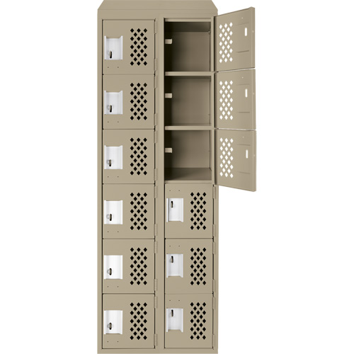 Petit casier perfor&eacute; Clean-Line, 6 niveaux, Bloc de 2, 12" x 72" x 12", Acier Cintas