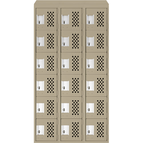 Petit casier perfor&eacute; Clean-Line, 6 niveaux, Bloc de 3, 12" x 72" x 12", Acier Cintas