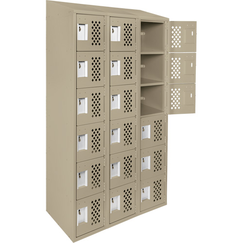 Petit casier perfor&eacute; Clean-Line, 6 niveaux, Bloc de 3, 12" x 72" x 12", Acier Cintas
