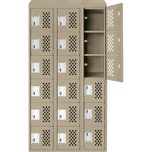 Petit casier perfor&eacute; Clean-Line, 6 niveaux, Bloc de 3, 12" x 72" x 12", Acier Cintas
