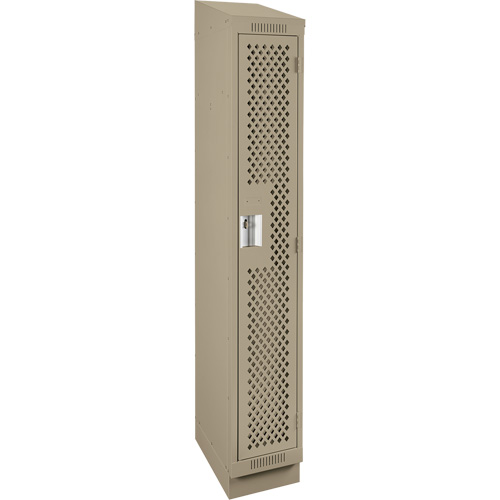 Clean Line Lockers, 12" x 18" x 82", Steel, Beige, Rivet (Assembled), Perforated Cintas