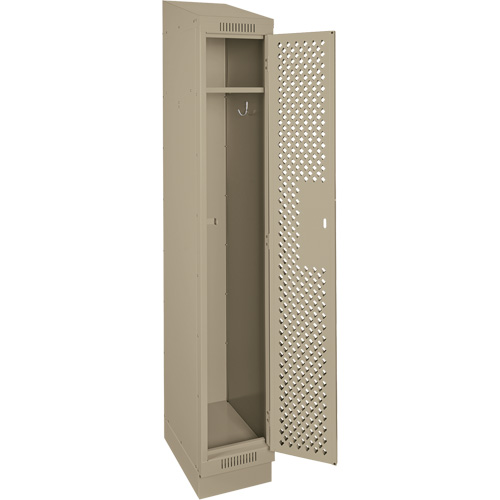 Clean Line Lockers, 12" x 18" x 82", Steel, Beige, Rivet (Assembled), Perforated Cintas