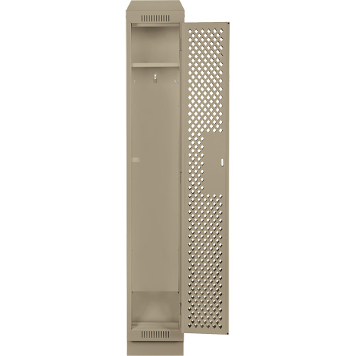 Clean Line Lockers, 12" x 18" x 82", Steel, Beige, Rivet (Assembled), Perforated Cintas
