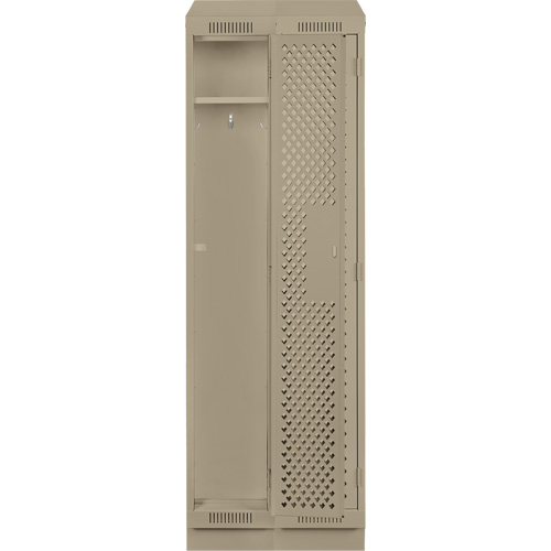 Clean Line Lockers, Bank of 2, 24" x 18" x 82", Steel, Beige, Rivet (Assembled), Perforated Cintas