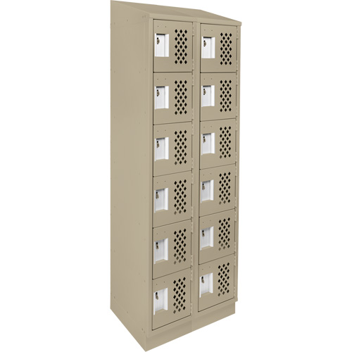 Petits casiers &eacute;conomiques assembl&eacute;s et perfor&eacute;s Clean Line, 6 niveaux, Bloc de 2, 18" x 72" x 12", Acier Cintas
