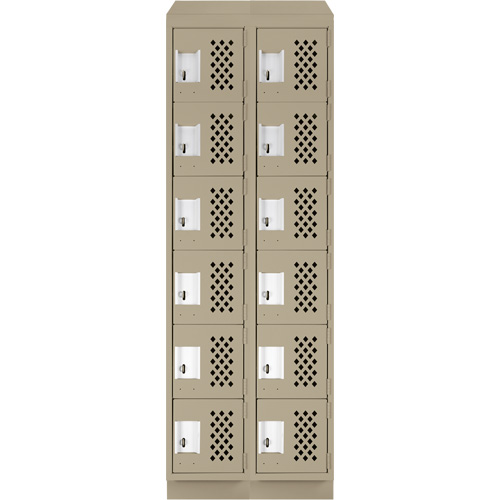 Petits casiers &eacute;conomiques assembl&eacute;s et perfor&eacute;s Clean Line, 6 niveaux, Bloc de 2, 18" x 72" x 12", Acier Cintas