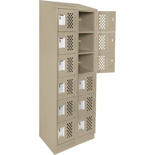 Petits casiers &eacute;conomiques assembl&eacute;s et perfor&eacute;s Clean Line, 6 niveaux, Bloc de 2, 18" x 72" x 12", Acier Cintas