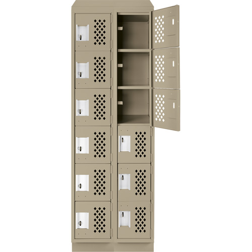 Petits casiers &eacute;conomiques assembl&eacute;s et perfor&eacute;s Clean Line, 6 niveaux, Bloc de 2, 18" x 72" x 12", Acier Cintas