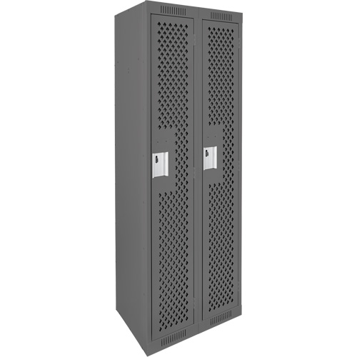 Clean Line Lockers, Bank of 2, 24" x 12" x 72", Steel, Charcoal, Rivet (Assembled), Perforated Cintas