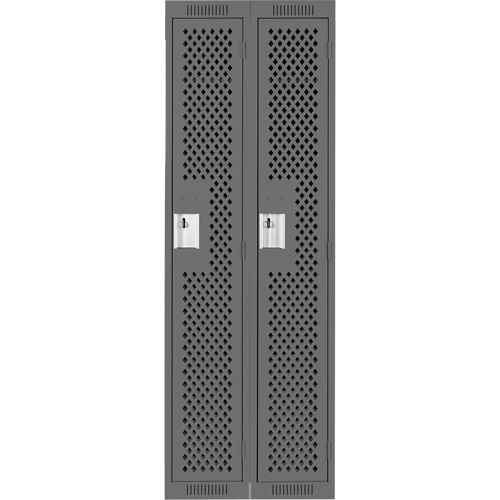Clean Line Lockers, Bank of 2, 24" x 12" x 72", Steel, Charcoal, Rivet (Assembled), Perforated Cintas