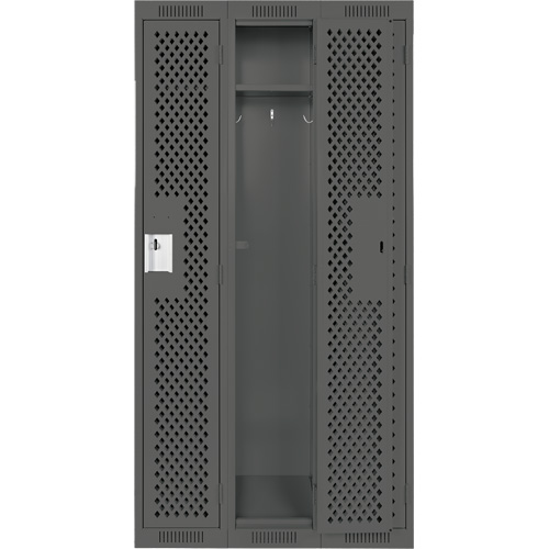 Clean Line Lockers, Bank of 3, 36" x 12" x 72", Steel, Charcoal, Rivet (Assembled), Perforated Cintas