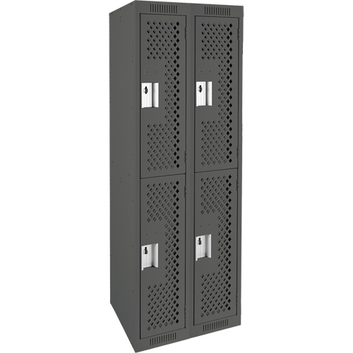 Casiers Clean Line, 2 niveaux, Bloc de 2, 24" x 12" x 72", Acier, Charbon, Rivet (assembl&eacute;), Perfor&eacute; Cintas