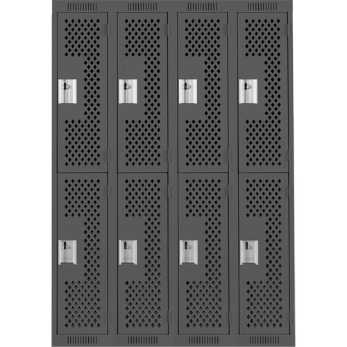 Casiers Clean Line, 2 niveaux, Bloc de 4, 48" x 12" x 72", Acier, Charbon, Rivet (assembl&eacute;), Perfor&eacute; Cintas