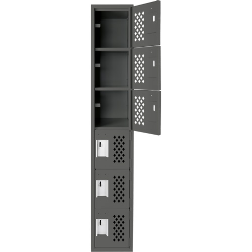 Petits casiers &eacute;conomiques assembl&eacute;s et perfor&eacute;s Clean Line, 6 niveaux, 18" x 72" x 12", Acier Cintas