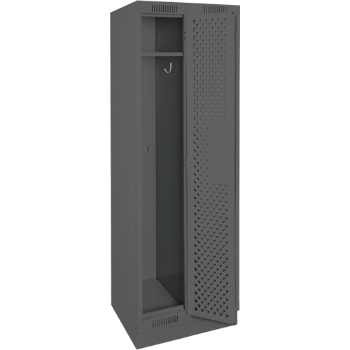 Clean Line Lockers, Bank of 2, 24" x 12" x 76", Steel, Charcoal, Rivet (Assembled), Perforated Cintas
